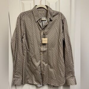 Burberry London Men's Beige Patterned Button-Up Shirt